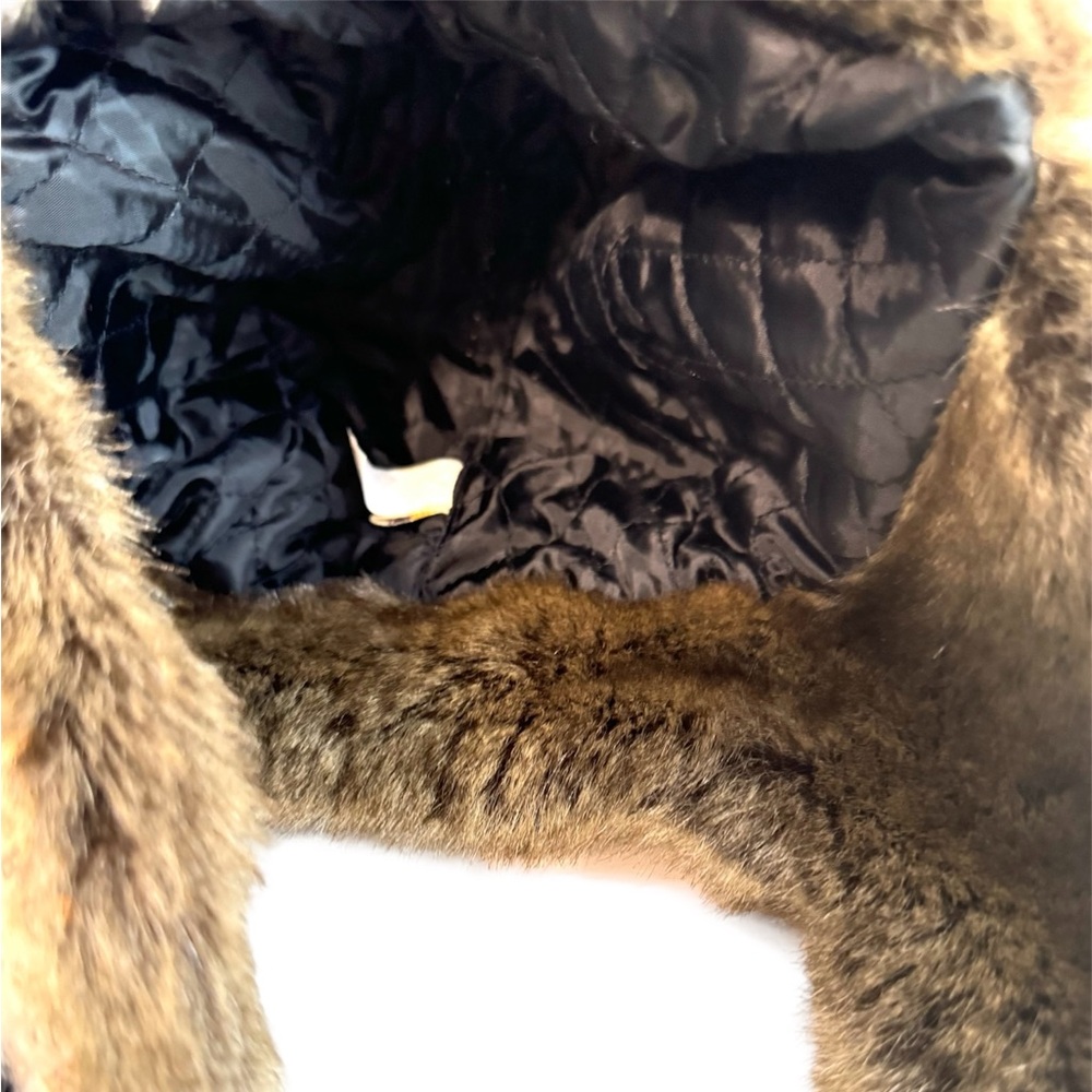 Mudd Juniors Faux Fur Tan Sequins Trapper Hat Snap Closure Chin Strap - Picture 7 of 11